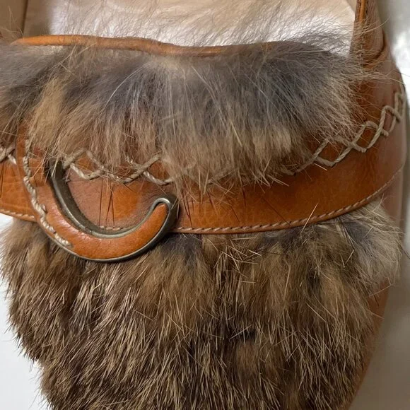 Vintage Dior Leather Fur Brown/Camel 4" High Heels US 9.5 EU 39.5 With Box - Picture 5 of 10